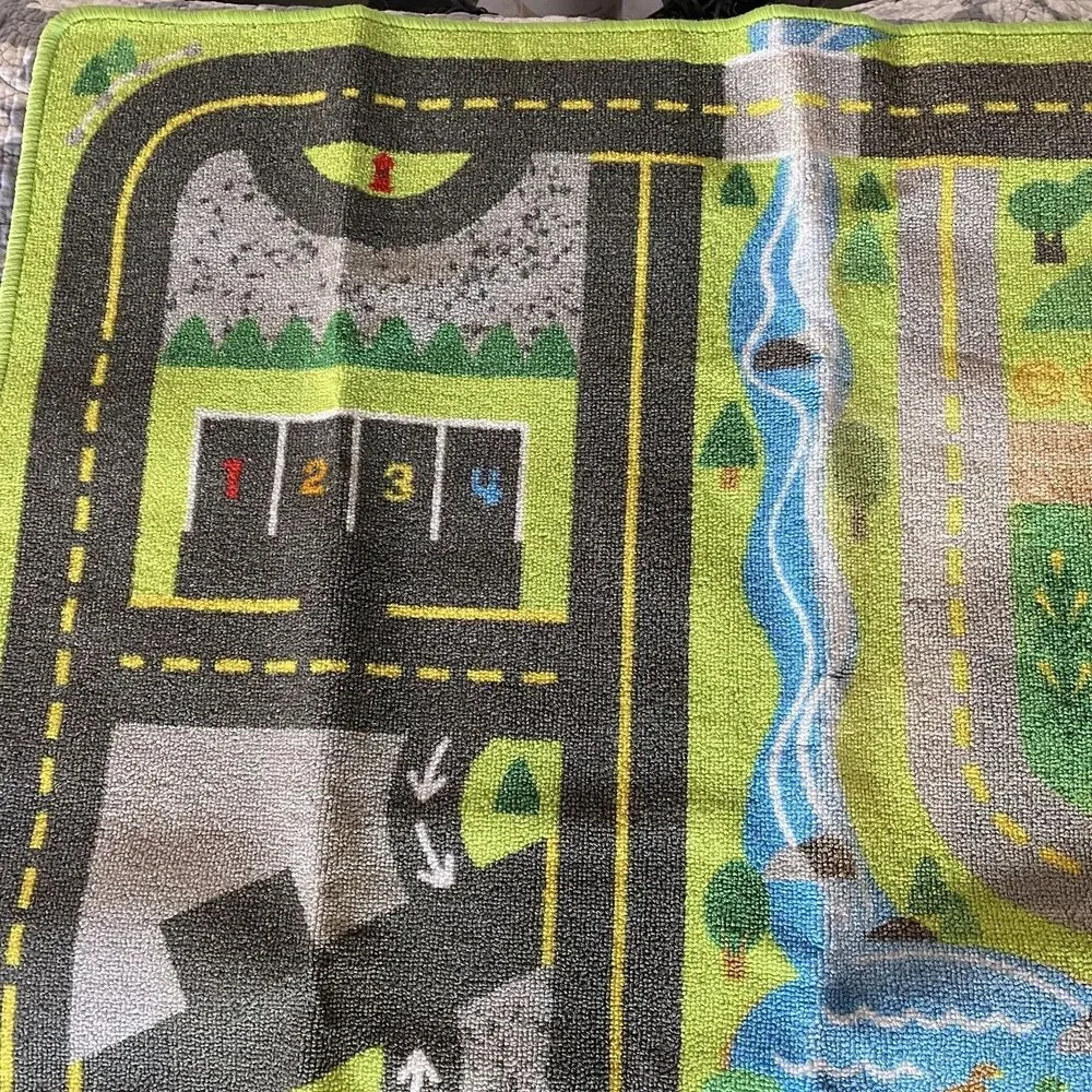 Melissa & Doug Create A Town Activity Rug Play Set 7 Wood Pieces